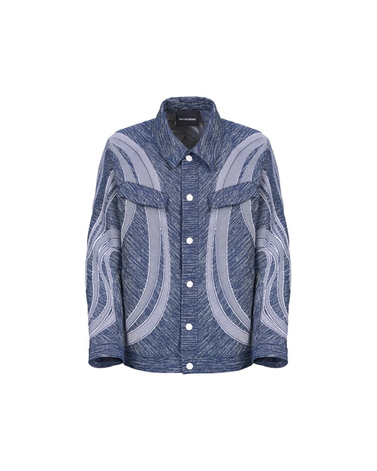 Giacca cinetica in denim con jacquard